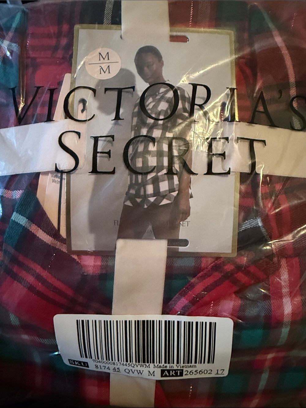 Victoria's Secret Red Plaid women’s pajama set with Green Accents